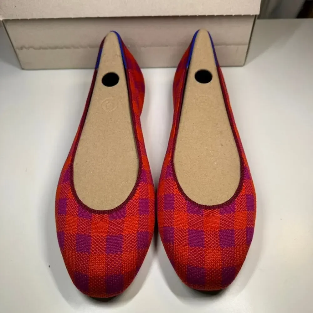 Rothy's The Flat Pomegranate Gingham Retired LE Ballet Flats Women’s 12 NIB